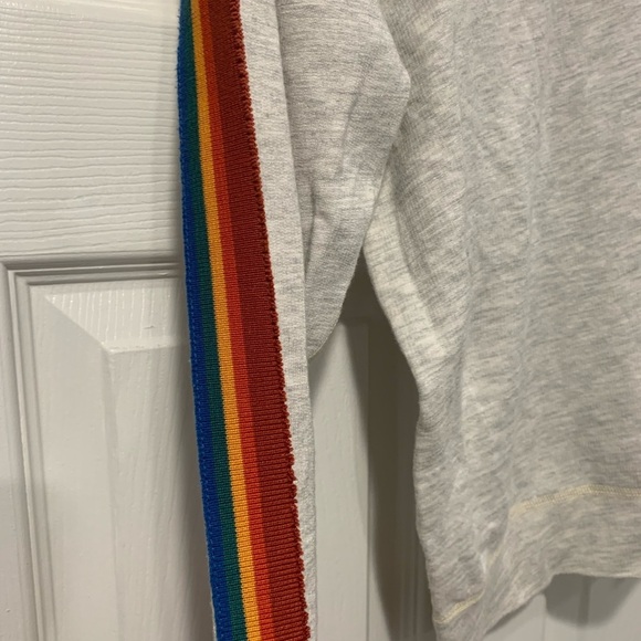 Monrow Rainbow Stripe Pullover Sweater Sweatshirt - Picture 3 of 4